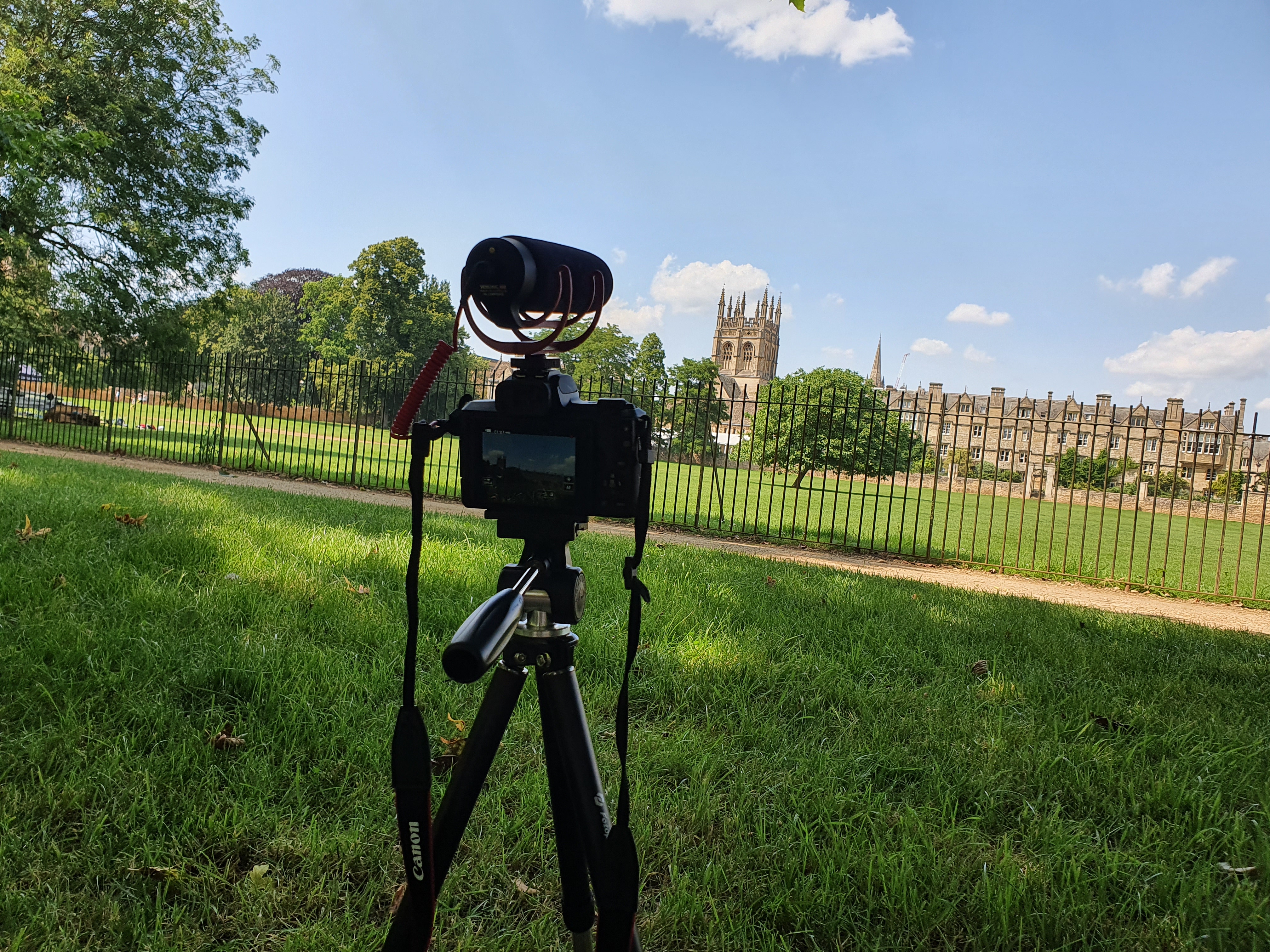 My Camera pointing towards Merton College, Oxford over Merton Field